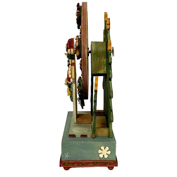 Ferris Wheel Music Box  Snowman Christmas Working We Wish You a Merry Xmas Wood - Picture 5 of 7